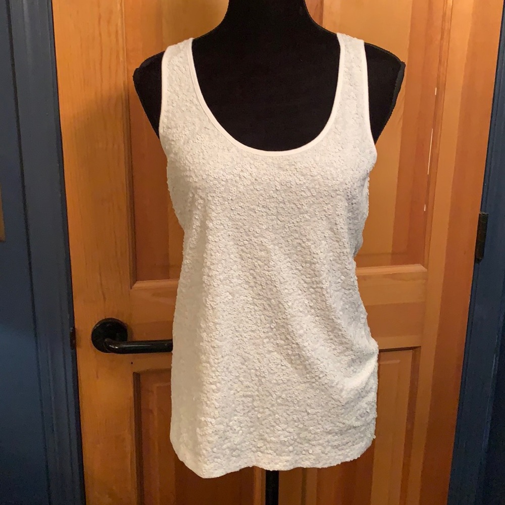 NWT J Crew White Sequin Tank